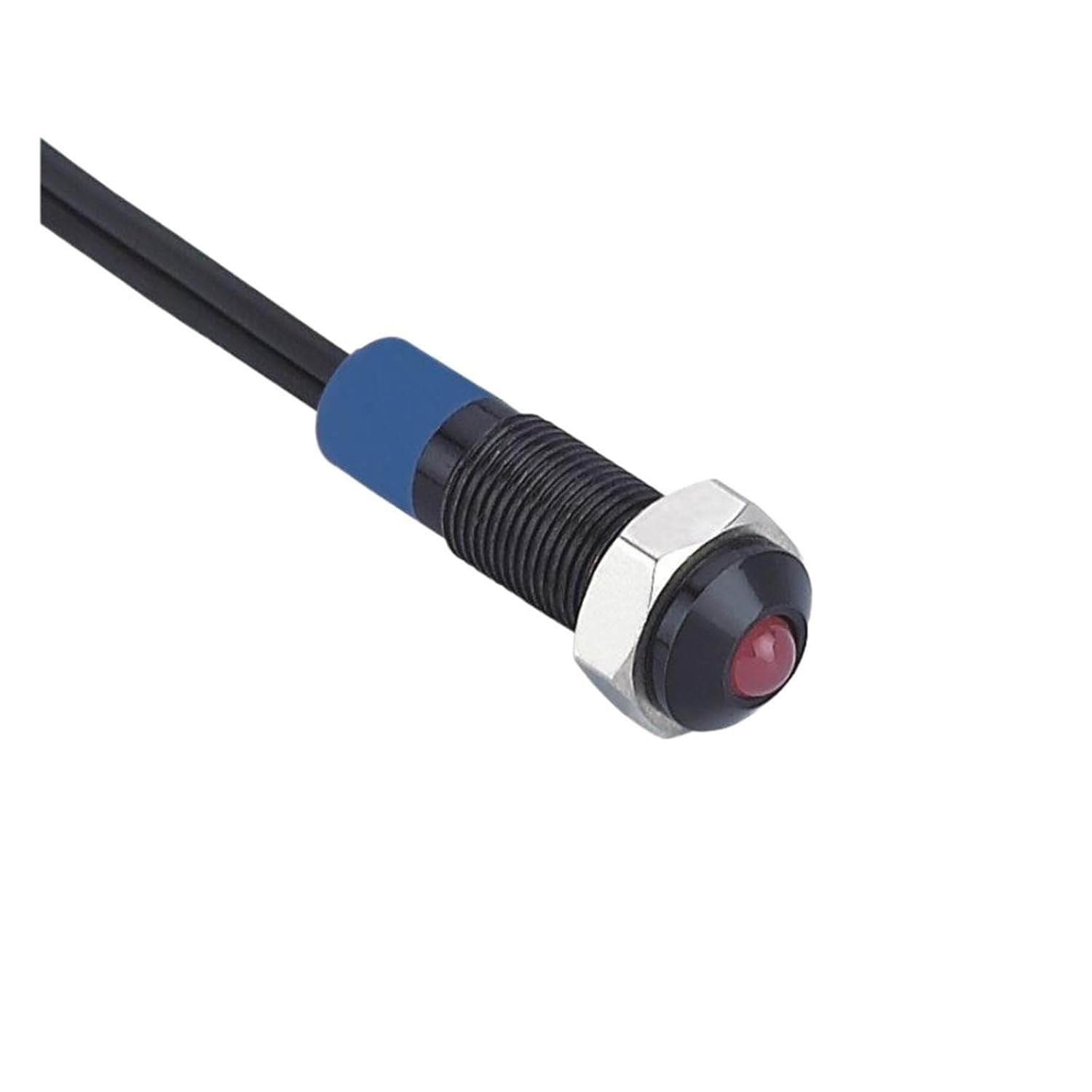 Button GQ6 Series Metal Signal Indicator Light Opening 6mm with Lead Wire Length 15cm(Ball Stainless Steel)