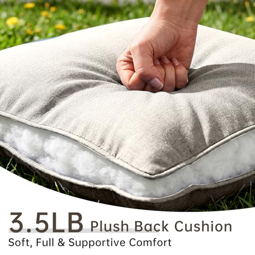 Image of Luxury 6 inch Thick Outdoor Cushion Set 7 - 24x24 Patio Furniture Cushions with 28D High-Density Foam, Water-Resistant & Fade-Resistant Fabric, Removable Covers for Patio Furniture Sofa Couch -Beige