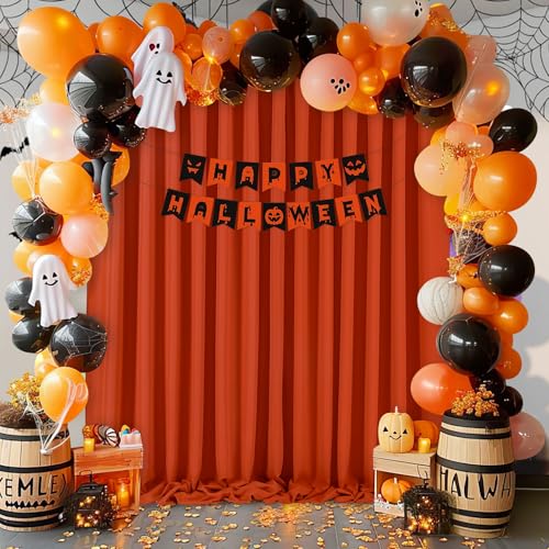 Image of Rust Backdrop Curtains 10ft x 8ft Polyester Photo Backdrop Drapes for Birthday Party Stage Window Supplies Decorations