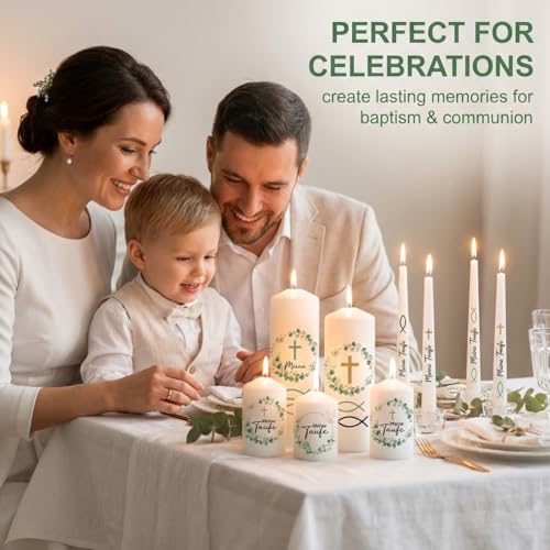 KAHZOR 6 Blatt Kerzenfolie Kommunion, Wasserschiebefolie, Kerzentattoos Kommunion, Kommunionkerze Heilige Aufkleber, zur Konfirmation, Kommunion oder Taufe