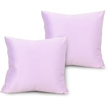 TREELY Lavender 18x18 Pillow Cover, Satin Decorative Throw Pillow Covers for Couch,Sofa,Bedroom, 2 Pack Euro Square Pillowcases with Zipper