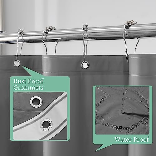 Image of Mrs Awesome Dark Grey Shower Curtain Liner with 3 Magnets, 72x72 Premium Flexible Sturdy Plastic Shower Curtain for Bathroom Lightweight & Waterproof, Dark Gray