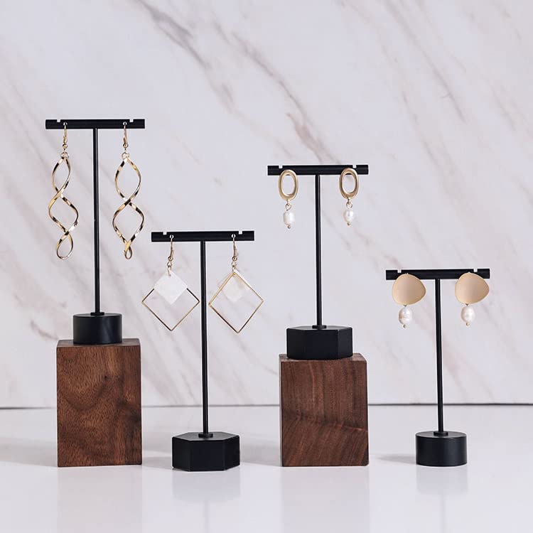 GISELA D 4Pcs Black Metal Earring Holders T Bar Stand Retail Display Earring Hanger for Show, Jewelry Online Stores Photography Display Props (Black 4pcs)