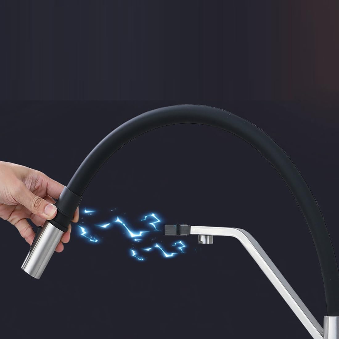 Robinet de cuisine avec bec flexible, mitigeur d'évier 3 en 1 et purificateur de filtre à eau, finition chromée