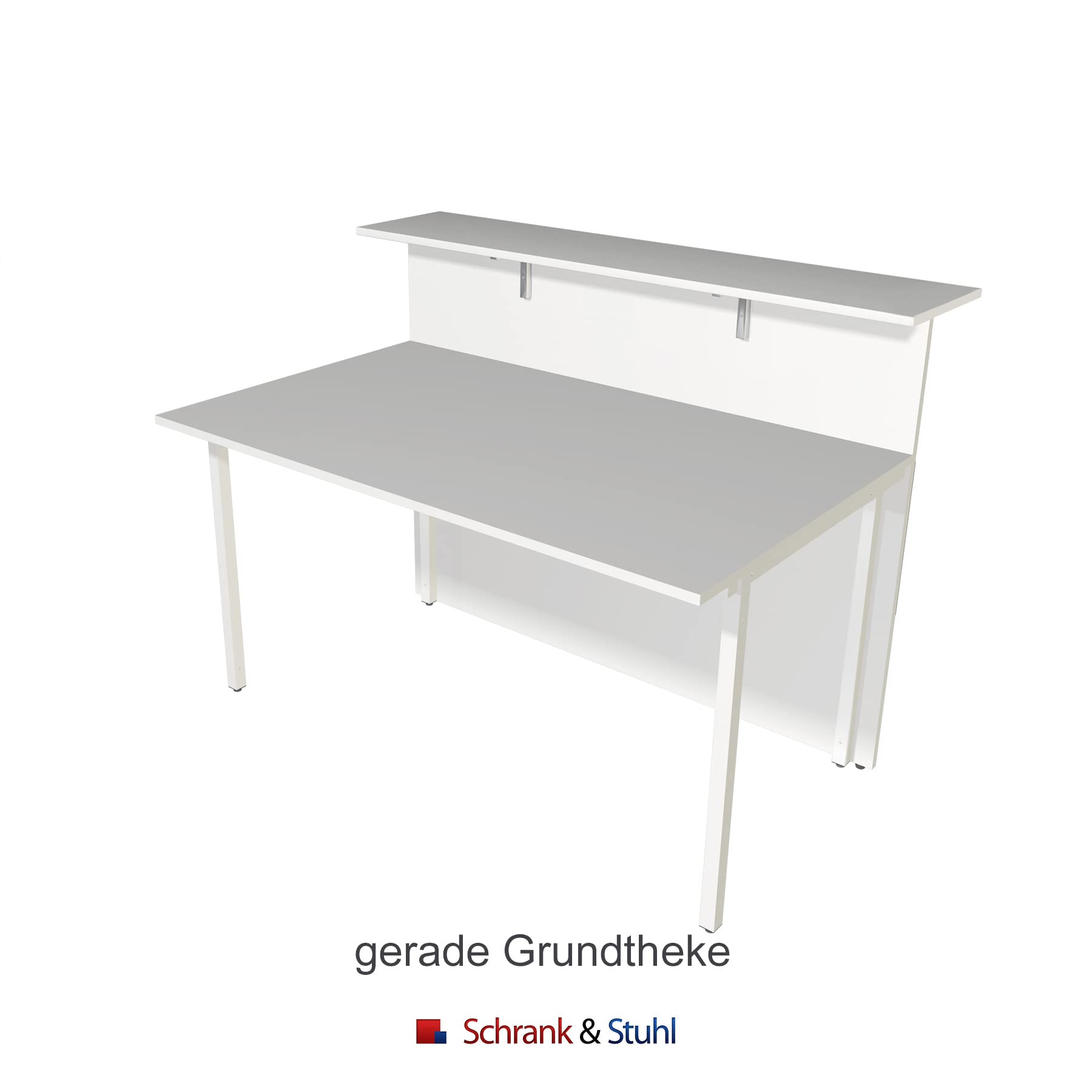 Schrank & Stuhl Empfangstresen | Empfangstheke Satinglas 7 - Beratungstheke für den Empfangsbereich | 108 x 275 x 92 cm (HxBxT) mit Taschenablage