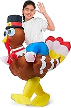 Spooktacular Creations Thanksgiving Turkey Inflatable Costume for Kids, Blow up Costume Riding a Turkey Ride-on for Halloween Party, Cosplay event, Halloween Inflatable Costumes for Boys and Girls