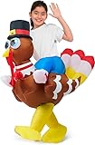 Spooktacular Creations Thanksgiving Turkey Inflatable Costume for Kids, Blow up Costume Riding a Turkey Ride-on for Halloween Party, Cosplay event, Halloween Inflatable Costumes for Boys and Girls