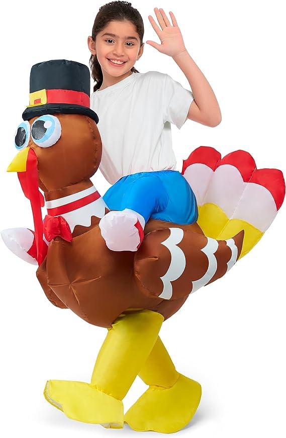 Disfraz inflable de pavo de Acción de Gracias para niños, disfraz inflable para montar en un pavo para fiesta de Halloween, evento de cosplay, disfraces inflables de Halloween