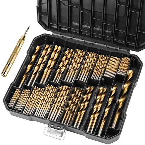 TICONN 230PCS Titanium Coated Drill Bit Set, 135 Degree Tip HSS Drill Bits Kit with Storage Case for Steel, Aluminum, Copper, Soft Alloy Steel, Wood, Plastic Size from 3/64" to 1/2"