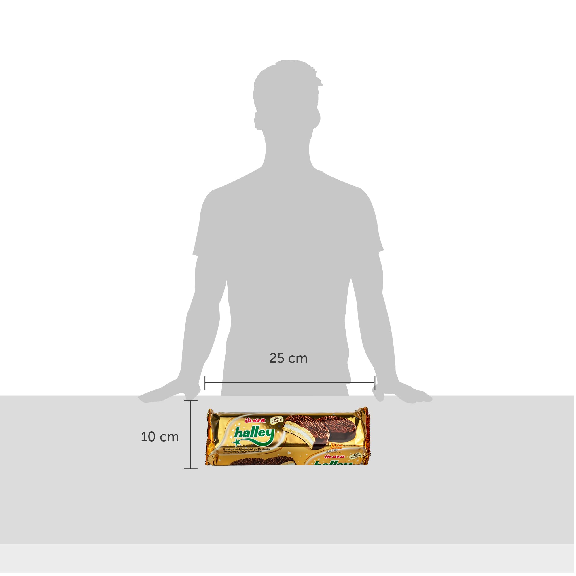 Ülker Halley Galletas Rellenas de Malvavisco Cubiertas de Chocolate con Leche - Ideal como Pastas de Té y Merienda Niños - Snacks Dulces Fáciles de Llevar en la Bolsa de Merienda – Pack de 10 x 30 g