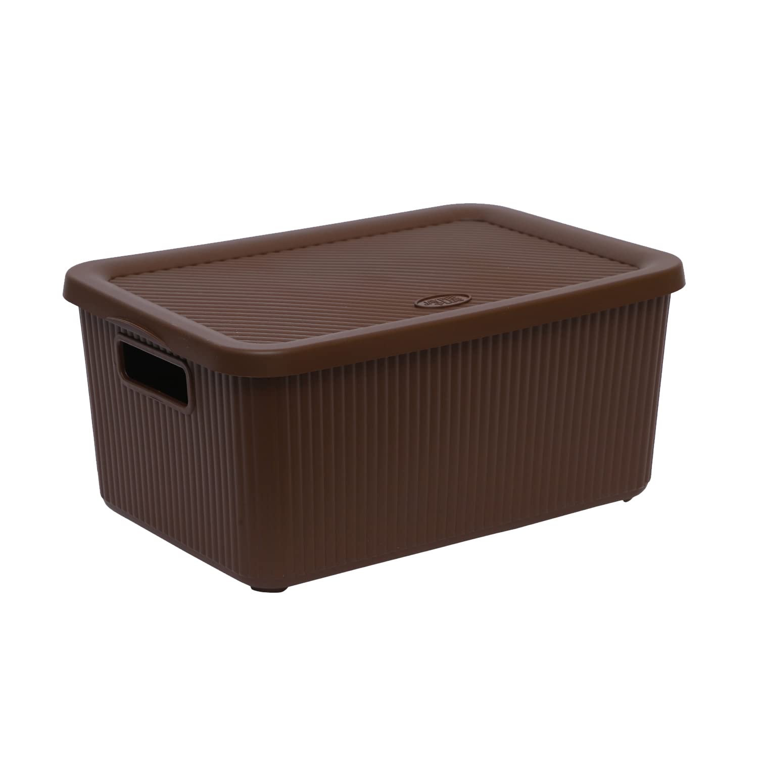 M1ss Brown Plastic Storage Box With Lid And Handle Rectangular Storage Boxes Utility Box Rib Box Multi Use For Shelf Organisation Home, Bathroom (Small - 7L, )