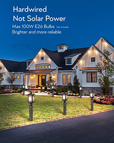 Vianis Dusk To Dawn Post Lights Outdoor, Black Post Lantern With Pier Mount Base, Exterior Lamp Post Light Fixture, Waterproof Aluminum Body With Tempered Seeded Glass For Patio, Garden, Driveway #TOP6