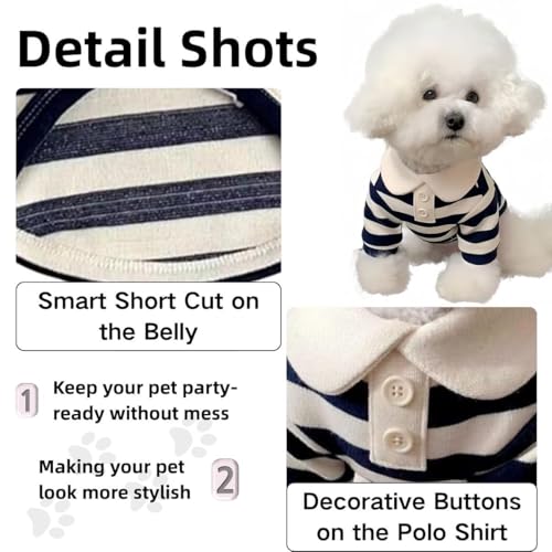 MANON ROSA Dog Clothes, Designer Boy Polo Shirt for Small Medium Dogs, Soft Puppy Outfit, Breathable Male Yorkie Chihuahua Shih Tzu Poodle Kitten Cat T-Shirt, Birthday Gifts - Blue, M, Fit 5.5-8.8lbs - Image 4