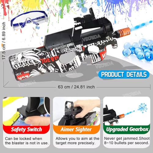 Image of VikriDA Small Balls Gun & Foam Blaster for Outdoor Activities Shooting Time with Small Balls for Adult Original Airsoft Gun Automatic - P90