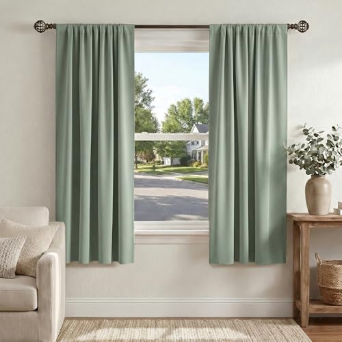 PONY DANCE Sage Green Blackout Curtains for Bedroom 72...