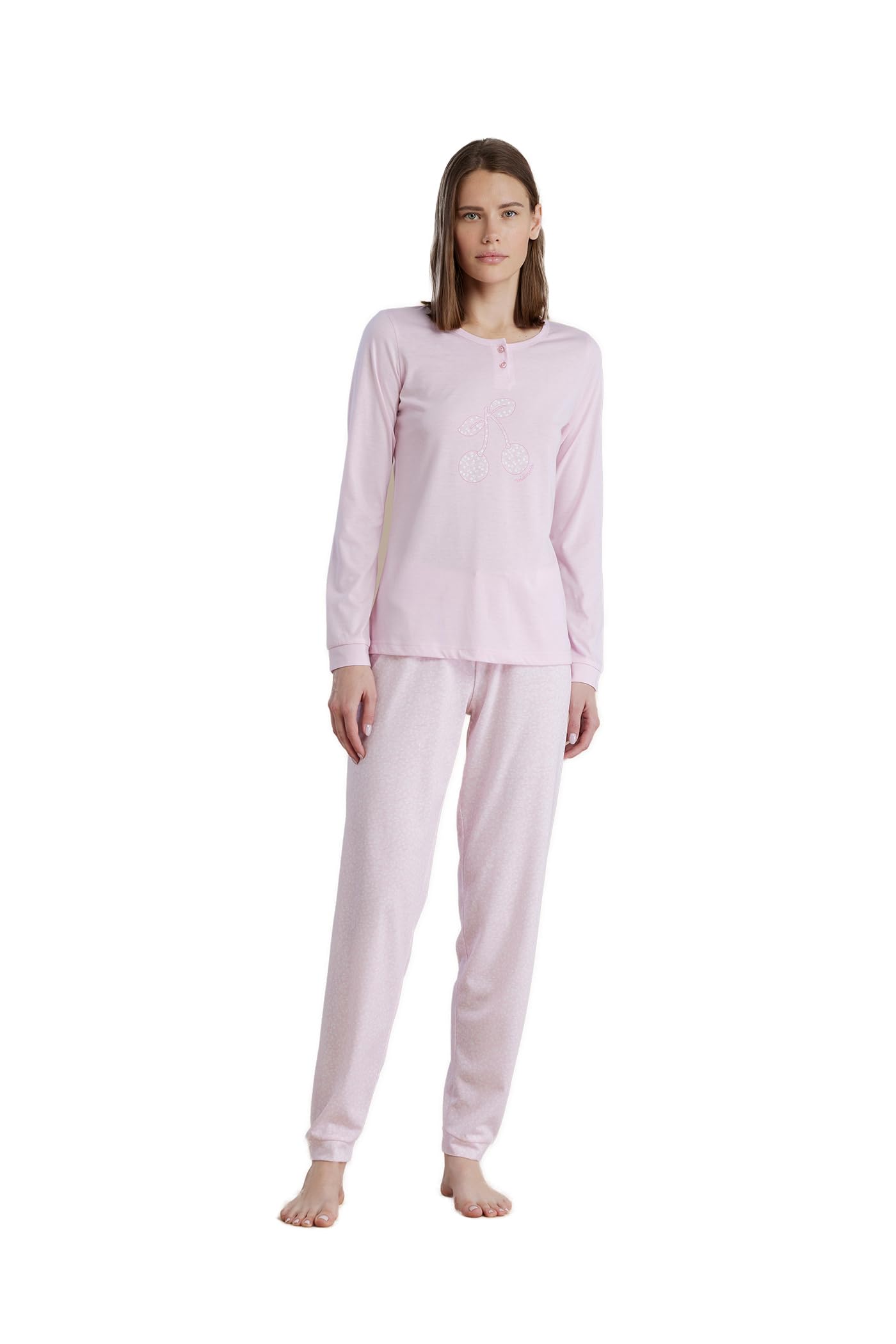 Noidinotte - Pigiama Donna in Cotone con Top Manica Lunga e Pantalone