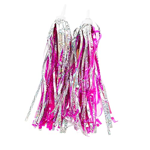 TJCGCKK 2 PCS Sparkle Bike Scooter Streamer Bicycle Tassel Ribbon for Girls Boys Hot Pink