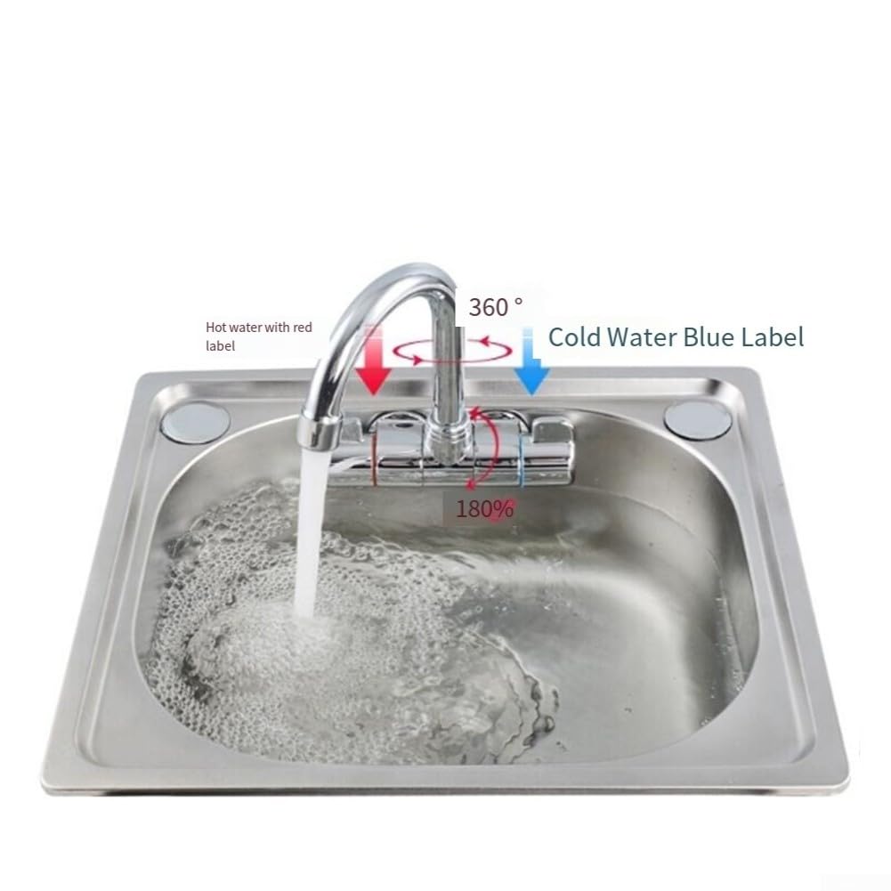 Grifo de doble manija plegable, para fregadero de caravana, grifo mezclador plegable para cocina y baño, sistema de agua para autocaravana, cámper (001)