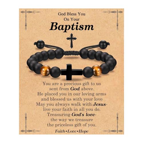 LynixTrade Cross Bracelet Gifts for Boys Confirmation Christening Baptism Gift for Boys Son Brother Grandson Nephew Religious Jewellery Present