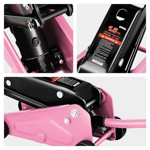 Image of DNA Motoring Low Profile Hydraulic Trolley Service /Floor Jack, 1.5 Ton (3000 lbs) Capacity, Lifting Range 5.5 inch-15.35 inch, Pink, TOOLS-00675-PK