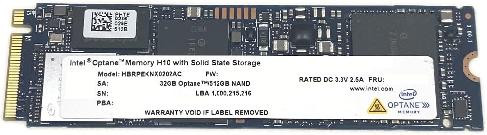 Intel Optane Memory H10 32GB with SSD Solid State Storage 512GB HBRPEKNX0202AC M.2 2280 NVMe PCIe Gen3 x4