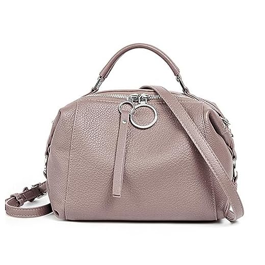 zency Bolsa tiracolo feminina de couro macio elegante Boston, Caqui