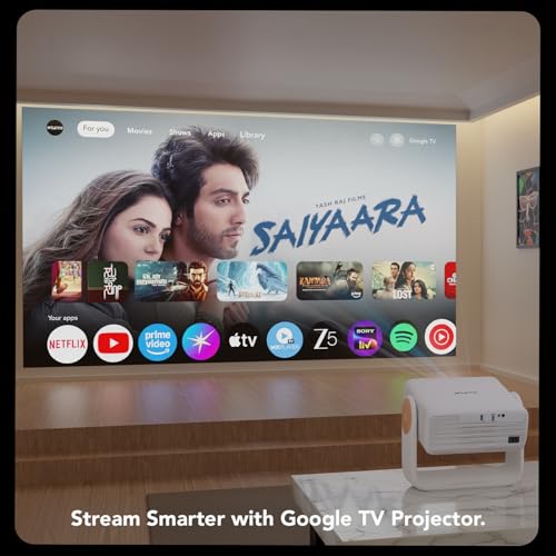 WZATCO Yuva Horizon 1080P Google TV Projector, 1500 ANSI Lumens, White - Image 5