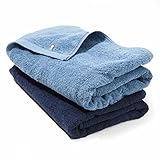 今治タオル 認定 バスタオル 2枚セット [やわらか中厚タイプ] 速乾 吸水 部屋干し 日本製 綿100% 60×120cm imabari (スモーキーブルー×ネイビー)