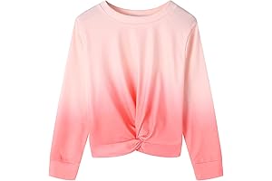 Girls Casual Twist Front Lightweight Sweatshirt Tie Dye Printed Long Sleeve Crop Tops Pullover