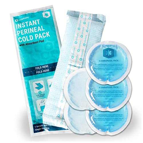 ICEWRAPS 4â€ Round Gel Pack with Cloth Backing and Instant Perineal Cold Pack Bundle - Cold Pack for Breastfeeding, Kids Injuries and Boo Boos, First Aid, Postpartum, and Hemorrhoid Cold Compress for A