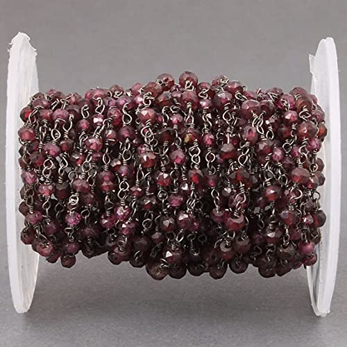 Chaîne de grenat 3mm en fil métallique noir LKBEADS pour création de bijoux chapelet de 3 mètres