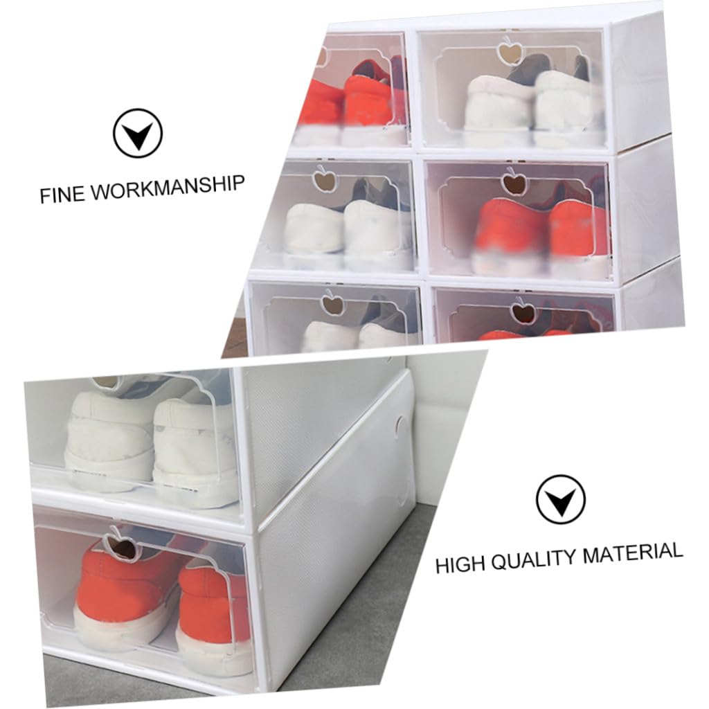 VANZACK Boîtes à Chaussures Grandes Transparentes en Plastique, Lot de 6, Organisateurs de Rangement Empilables, Protection la Poussière, Adaptées pour Femmes et Maison