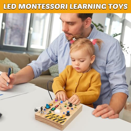 Joyreal Montessori Toddler Busy Board, 19 Led Wooden Sensory Board Educational Toy, Montessori Toys for 1-6 Year Old, Travel Toys Gifts for Toddlers Boys and Girls - Image 3