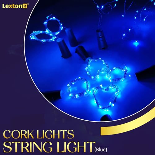 Image of Lexton Cork Light | Bottle Light | Copper String Light | Cork String Light for Home Decor, Birthdays, Party, Diwali (Blue Pack of 2)