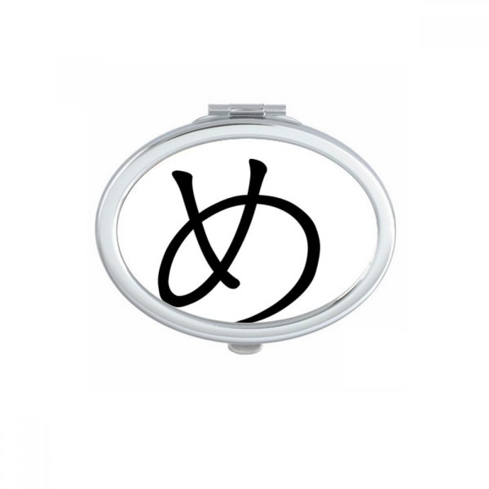 Miroir compact japonais Katakana Mu ovale pour maquillage de poche