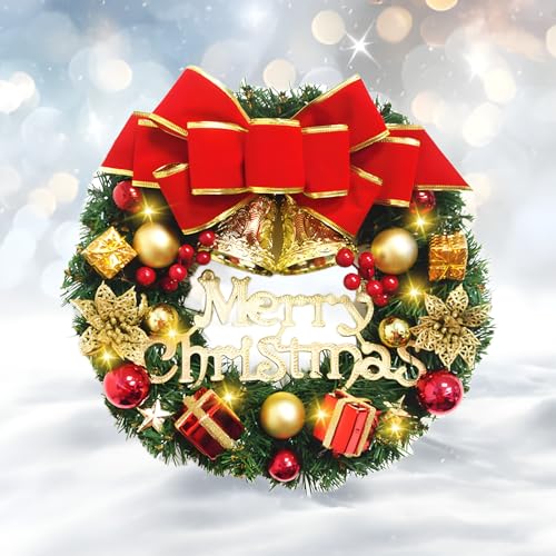 Weihnachtskranz Dekokranz mit 30 LED-Licht, 40cm Weihnachtsschmuck...