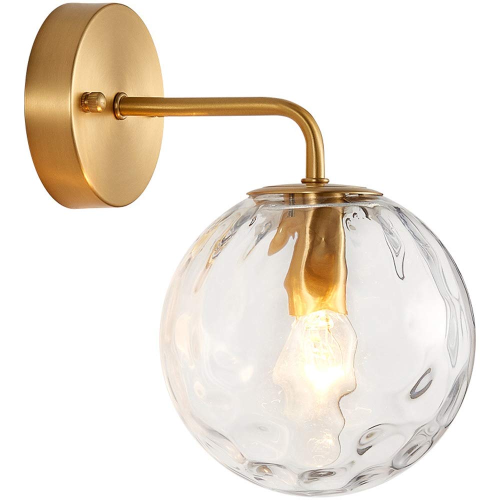 HPTHLY Wall Mounted Light Glass Wall Lamp, Nordic Minimalist Glass Lampshade Led Wall Light With Lamp Holder Vintage Brass Sconces Loft Bar 15Cm Sconces Sui