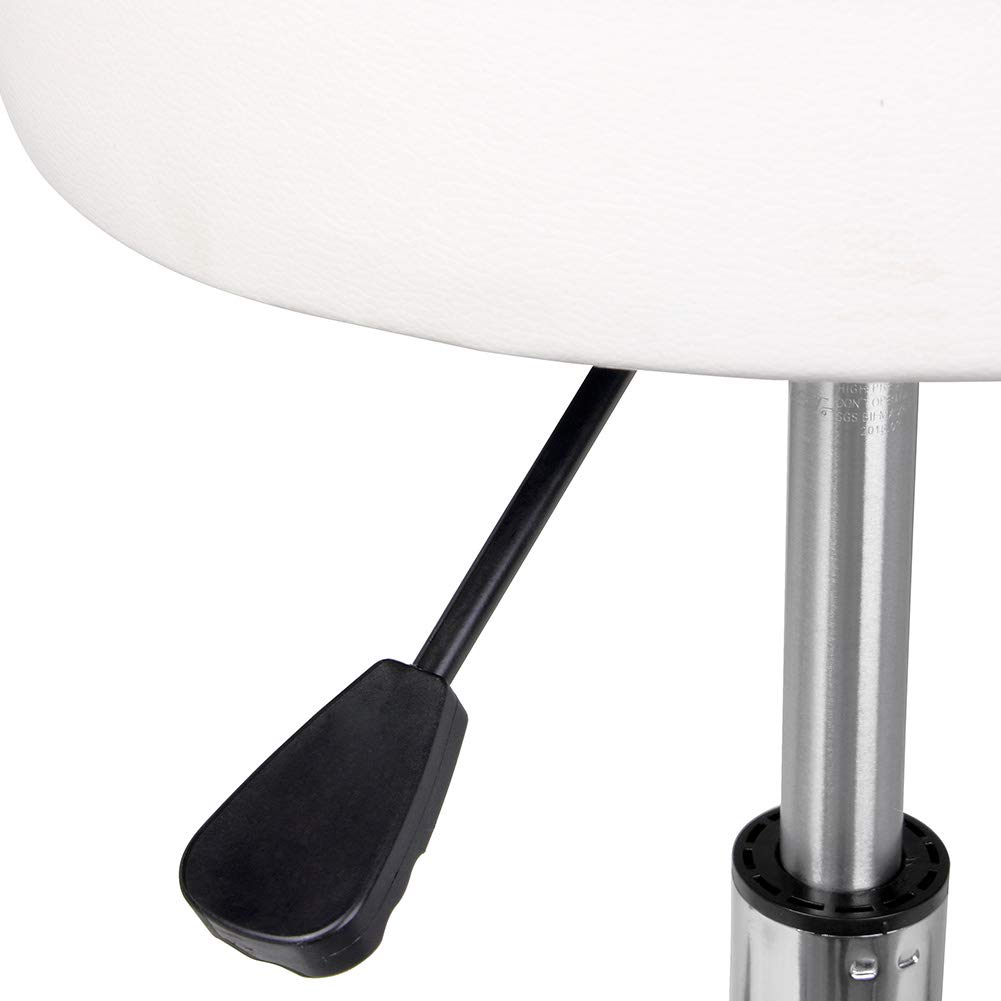 Bakaji - Taburete estetista, con respaldo y asiento de piel sintética, silla giratoria con 5 ruedas, ideal para casa, oficina, estudio médico, masajes, tatuajes, fisioterapia, salón, belleza