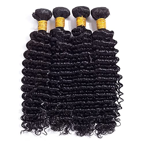 BeautyGirl Hair 8A Brazilian Deep Wave Bundles 16 18 20 22inches Deep Curly Bundles Human Hair Extensions Brazilian Virgin Deep Wave Hair 4 Bundles Natural Color