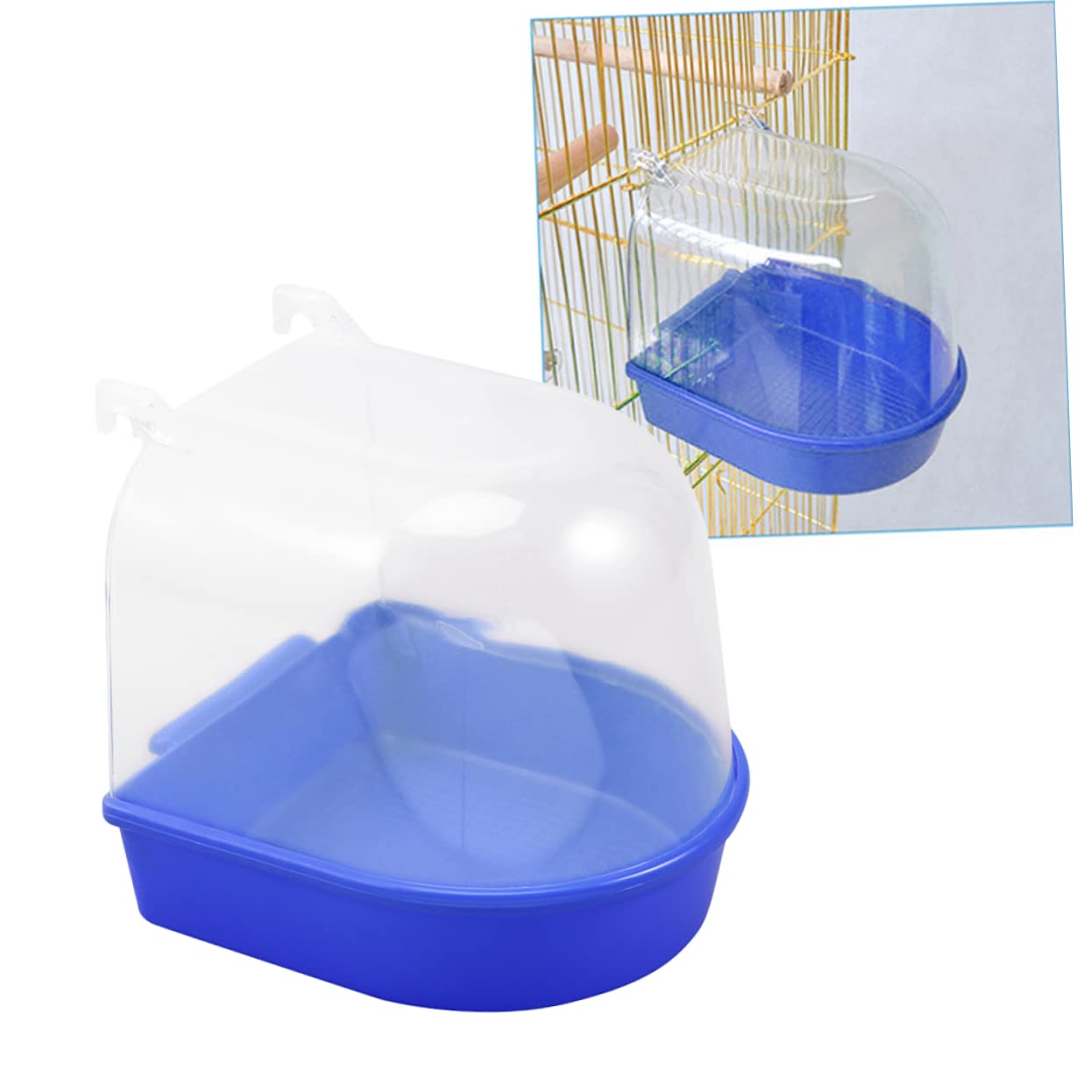 Angoily 3pezzi Bagnetto per Uccelli Coperchio Blu Vaschetta per Pappagalli e Canarini Gabbia per Uccelli Facile da Installare Accessorio per Piccoli Volatili