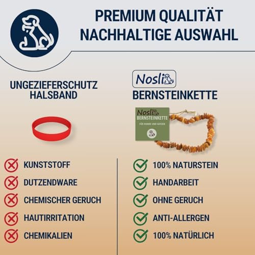 Nosli Bernsteinkette Halsband für Hunde und Katze • Hundehalsband Baltischer Bernstein • Bernstein Halsband • Länge: 20cm