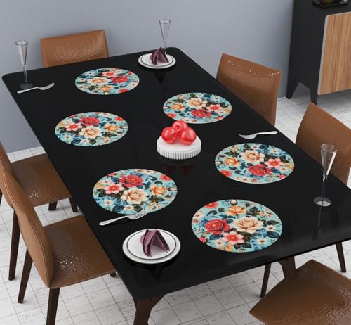 Image of LaVichitra Cotton Table Placemat | Dining Table Mat | Bed Side Table Mat | Cotton Round Shape Placemats | Washable PlaceMat for Shelves & Plant Pots - Pack of 6, Blossom