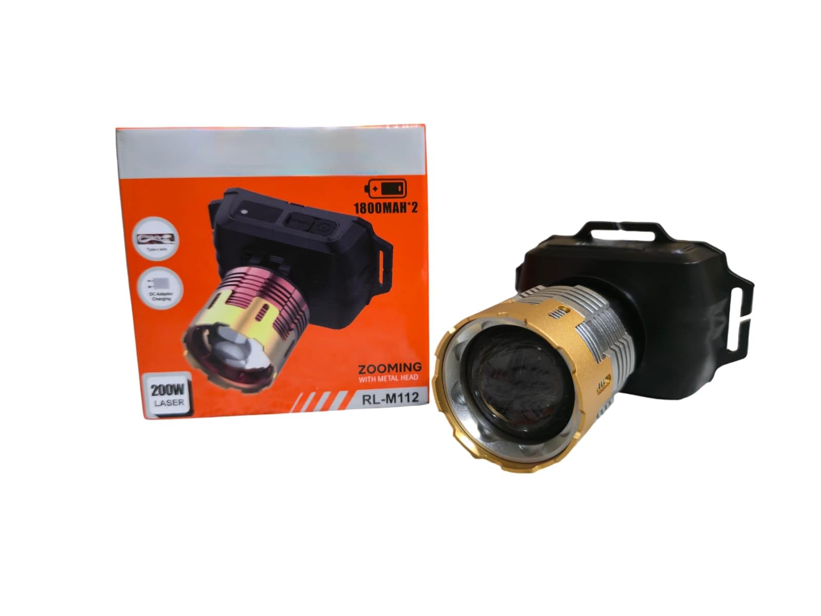 200W LED Headlamp Rechargeable Head Torch RL-M112, Zoomable Focus Beam, Type-C Charging, Multiple Light Modes, Outdoor Camping Flashlight-image-3