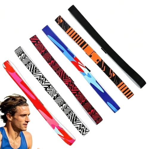 UEAVOID Fascia Capelli Uomo 6 Pezzi Antiscivolo Elastico, Fasce Sportive