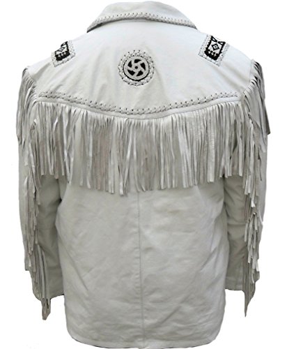 Classyak Western Cowboy Real Leather Jacket, Fringed & Beaded3
