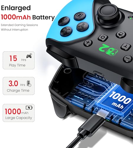 Image of Wireless Switch Controller for Nintendo Switch /Switch 2 /Lite /OLED Controller, Switch Controller with a Mouse Touch Feeling on Back Buttons, Extra Switch Pro Controller with Wake-up,Programmable, Turbo Function (Sky Blue and Coral Red)
