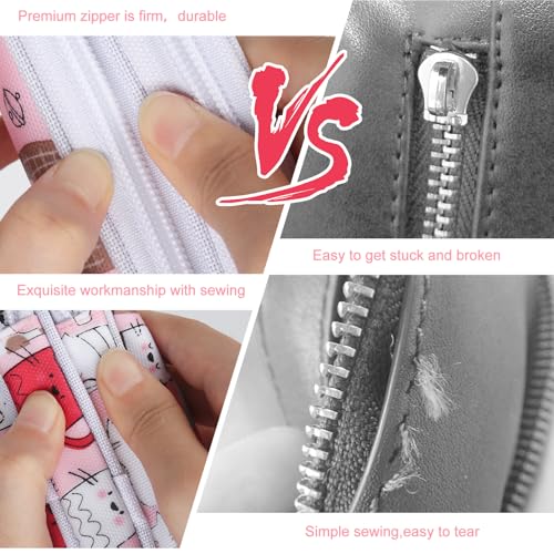 Image of Katech Crochet Hooks Case Empty Zipper Bags Portable Travel Crochet Storage Bag Organizer with Web Pocket and Crochet Holder Slots for Carrying Various Crochets Needles (Pink)
