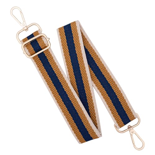 Image of chushui Woven Stripe Purse Straps,Replacement Crossbody Wide Shoulder Adjustable Strap for Bag Handbags,Blue and Brown and Khaki