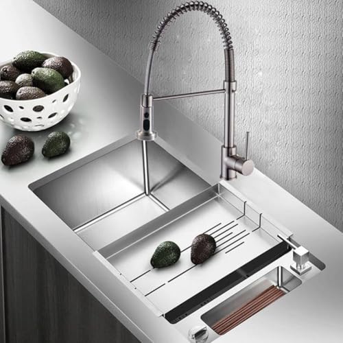 Violiica Grifo mezclador de cocina extraíble para repuesto con 3 ajustes cromados y modelos cepillados, conexión de 1/2 pulgada, plástico ABS, grifos de boquilla extraíble