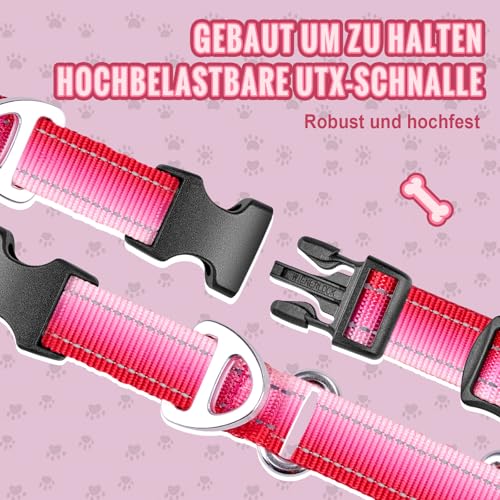 Arblina Martingale Hundehalsband, Reflektierendes Zugstopp Halsband Hunde für Große Mittlere und Kleine Hunde, Nylon Zughalsband mit Stopp für Hunde Whippets, Greyhounds, Saluki, Rosa,S